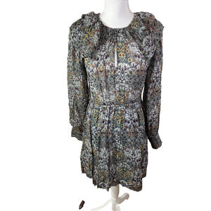 Ba&sh Phoenix Knee Length Dress Floral Long Sleeve Ruffle Smocked Cuffs Sz S